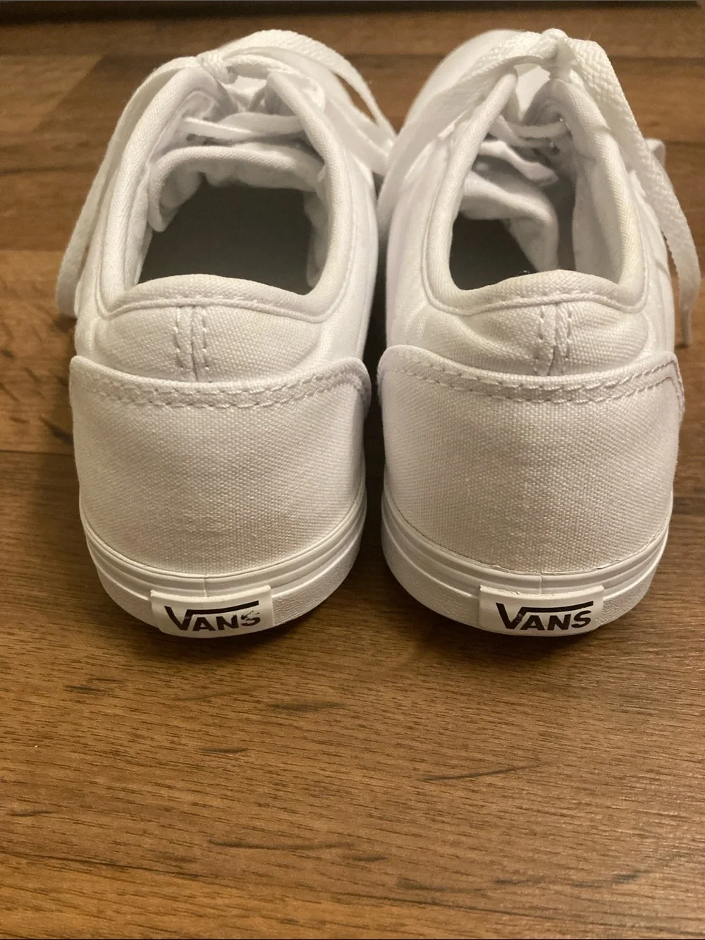 Vans Women's White Canvas Lace-Up Flats